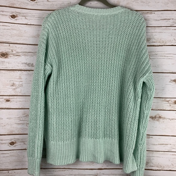 Lou & Grey medium high low sweater green crew neck - Picture 7 of 8